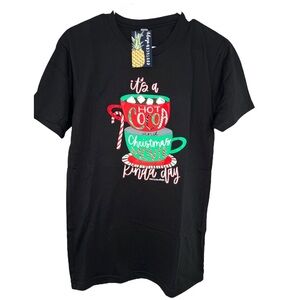 It's A Hot Cocoa and Christmas Movie Kinda Day Black Short Sleeve T-Shirt NWT